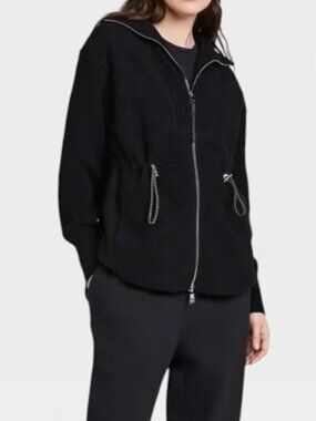 Anthropologie Varley Renea Fleece Jacket Black